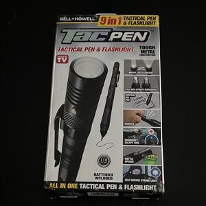 Black Tactical Pen & Flashlight